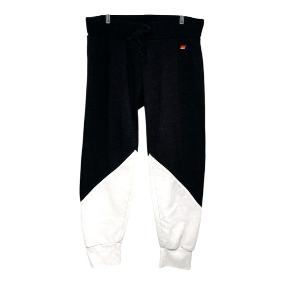 Aviator Nation Glider Black & White Color Block Joggers Women’s Medium - Picture 4 of 16